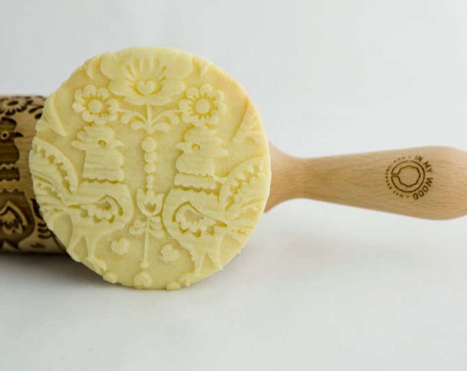 FOLK rolling pin, embossing rolling pin, engraved rolling pin for a gift, Big folk, gift ideas, gifts, unique, autumn, wedding