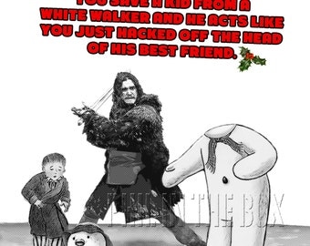 Jon Snow Christmas card, Jon Snow Card, Game of Thrones Christmas card, funny Game of Thrones card