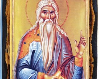 Saint Philaret the Merciful Greek Orthodox Russian Mount Athos Byzantine Christian Catholic Icon on Wood