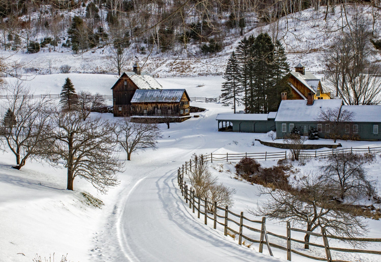 Woodstock Vermont in the Winter Snowy Landscape Photo Print