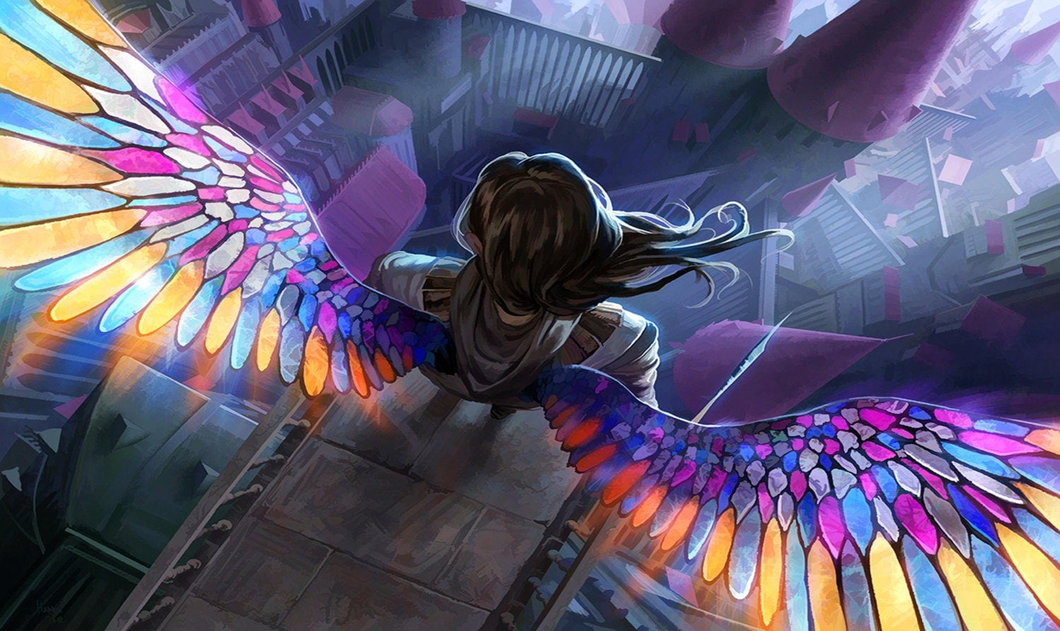 Magic the Gathering Playmat Angel with Stained Glass wings