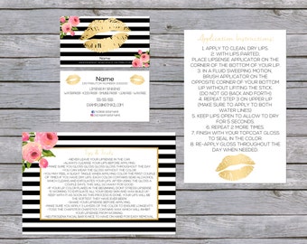 Lipsense Business Cards Bundle Gold/Black/Pink Flower