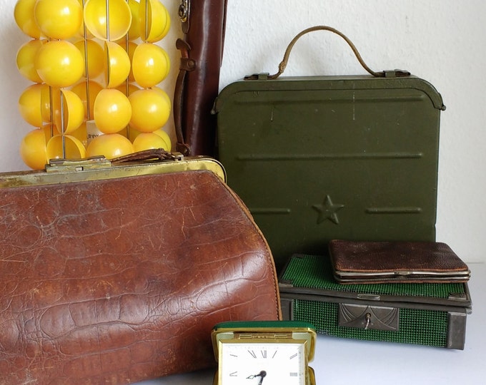 Soviet ammo box, Russian green metal belt cartridge case, militaria chest, ussr star insignia, toolbox, lunchbox, mancave decor gift idea