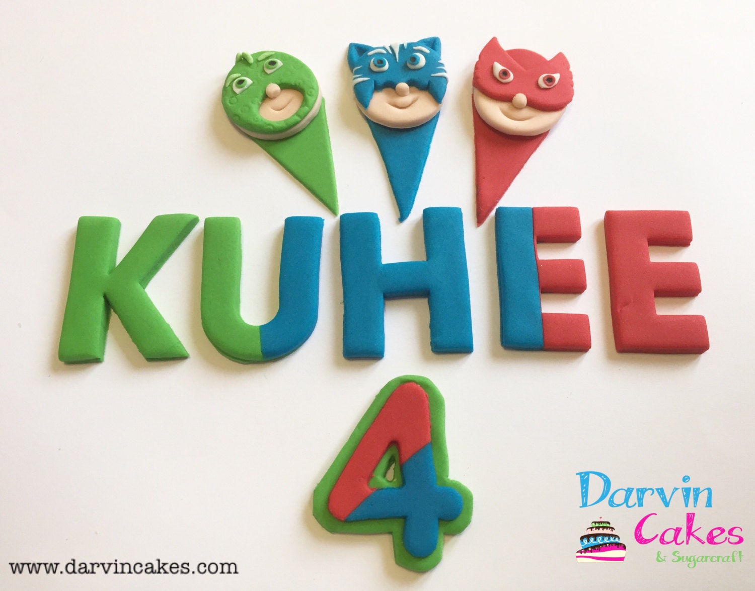 PJ Masks Theme Name & Number Fondant Fondant PJ Masks