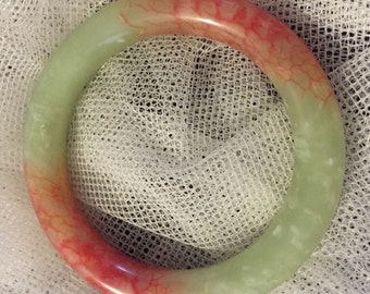Vintage Estate jadeite jade Bangle Bracelet A grade rare green with red dragon's blood