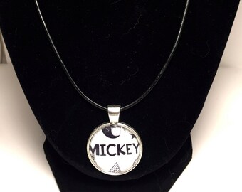 Mickey Pendant Black and White Pendant Disney Necklace Mickey Mouse Necklace Disney Accessories Mickey Mouse Accessories