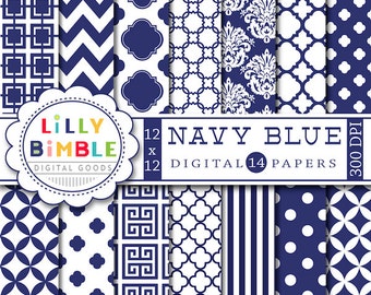 40% off Navy Blue digital scrapbook papers for monogramming, crafts blue and white scrapbooking papers, printable download, damask, chevron
