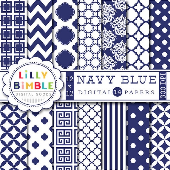 60% off Navy Blue digital scrapbook papers for monogramming, crafts blue and white scrapbooking papers, printable download, damask, chevron Il_570xn