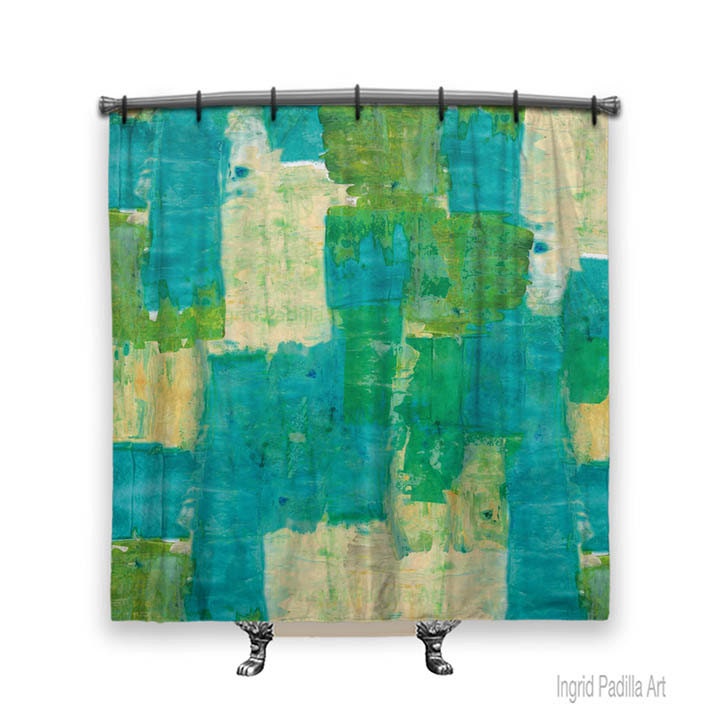 Turquoise Shower Curtain Boho Blue Shower curtain shower