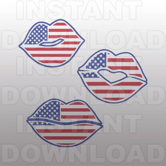 Download Patriotic Kissing Lips SVG File4th of July SVG File
