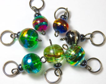 Hand Made Stitch Markers -- Planets (8-10mm)