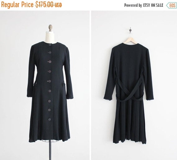 30 OFF SALE chloe coat / drop waist coat / long black wool coat