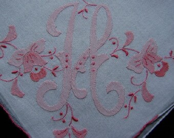 H Monogram Pretty PINK Hankie Madeira Style BRIDES Bridesmaids