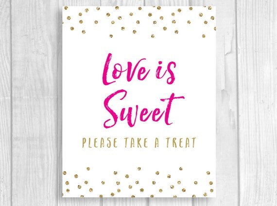 Printable Love is Sweet Please Take a Treat 8x10 Bridal Shower