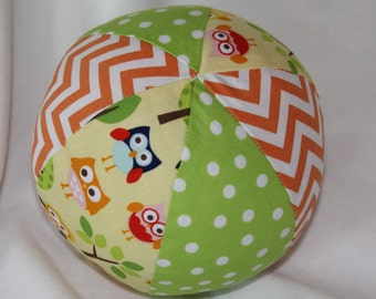 Yellow Lazy Owls Boutique Ball Rattle Toy