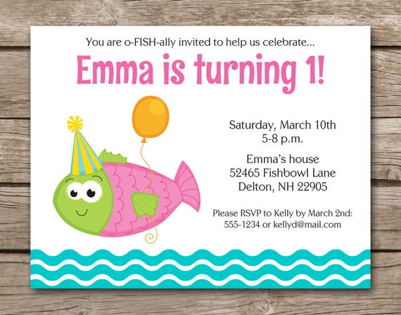 PRINTABLE Fish Invitation Fish Birthday Invitation Fish