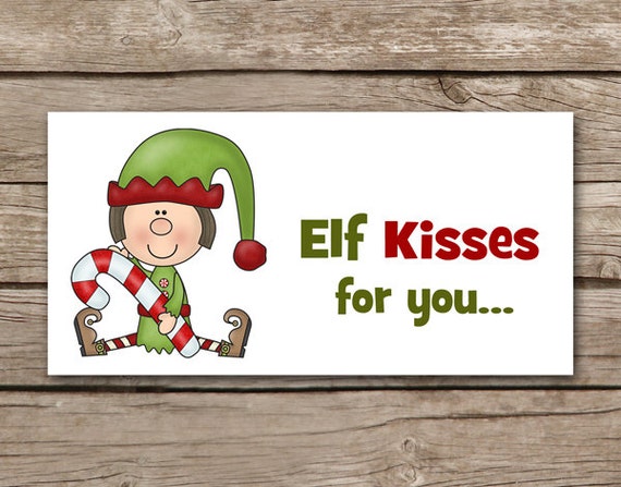 Elf Kisses Treat Bag Topper Christmas Treat by PebbleCreekStudio