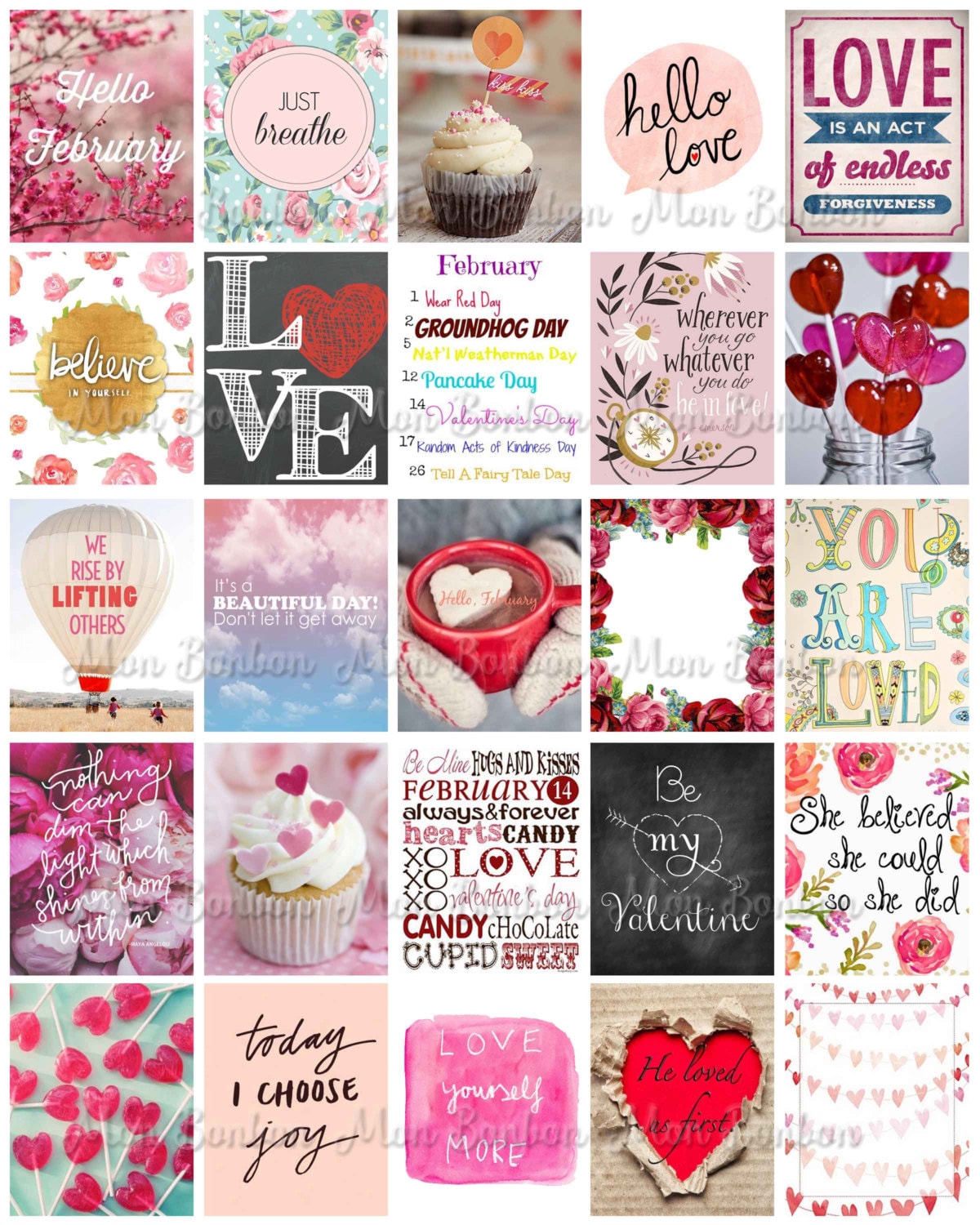 february printable quote sheet valentine printable