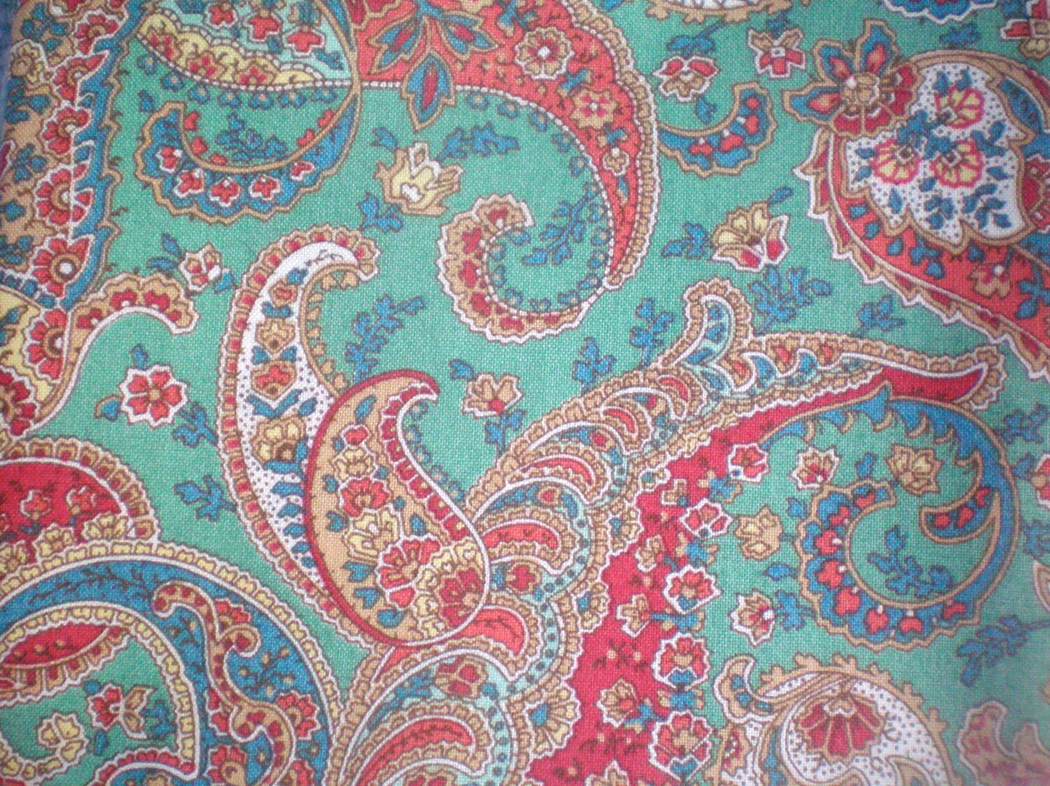 Paisley Print Fabric Red Green Tan Paisley Fabrics Paisley