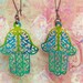 Gypsy earrings hand Fatima Hamsa earrings colorful Boho Jewelry