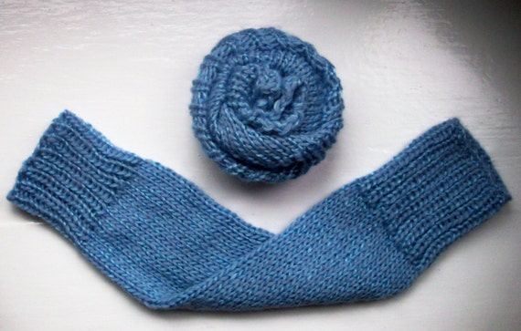Chunky warm leg warmers wool mix light blue by SpinningStreak
