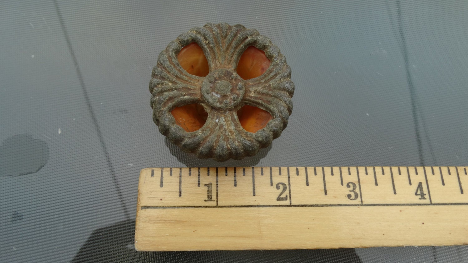 Vintage Ornate Drawer Pull Art Decor Metal & Plastic Resin
