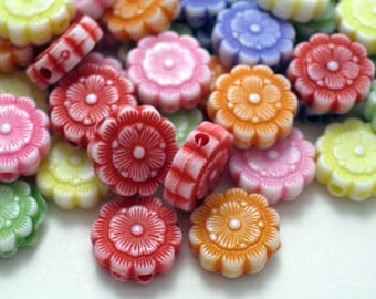 Lucite Small Flower Beads-48Assorted Colors