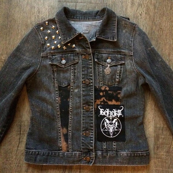 Black Metal Studded Denim Jacket