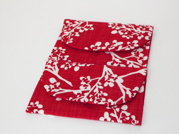 Snowy Winter Branches Red Gift Card Holder Case Set of Two