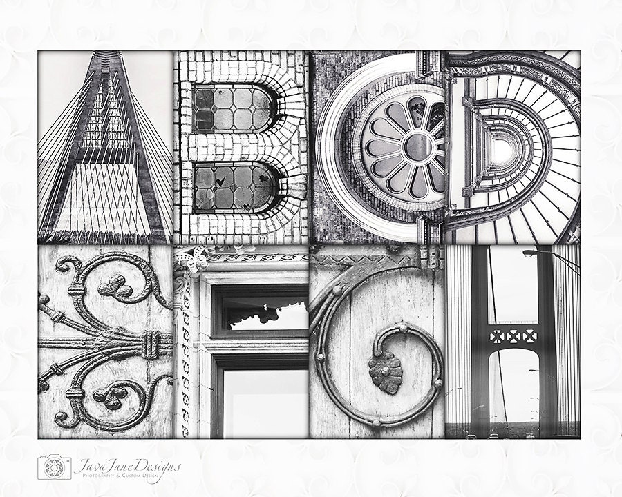 8x10 print alphabet letter black and white photo letter