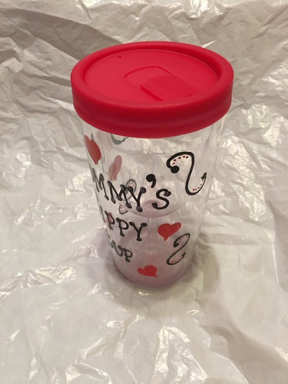 Mommy's Sippy Cup Covered Plastic Wine Glass Painted