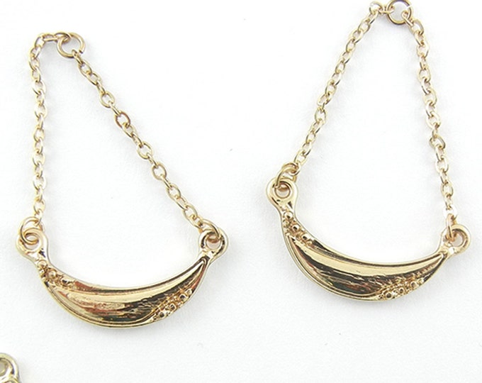 Set of Crescent Shaped Pendant and Charms Brushed Gold-tone