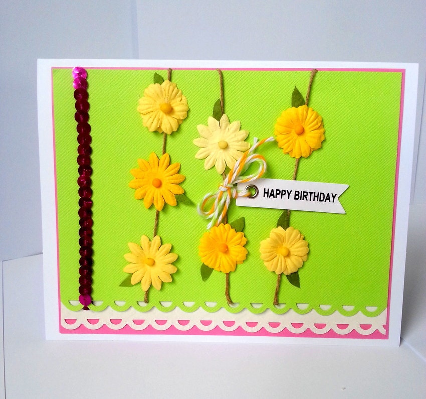 Happy Birthday Flower Card 25th Birthday25Twenty by ArleenDesign