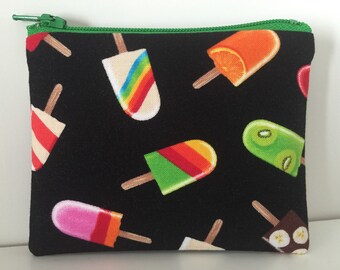 Popsicles Coin Purse - Ice Cream Cotton Change Purse - Small Zipper Pouch - Summer