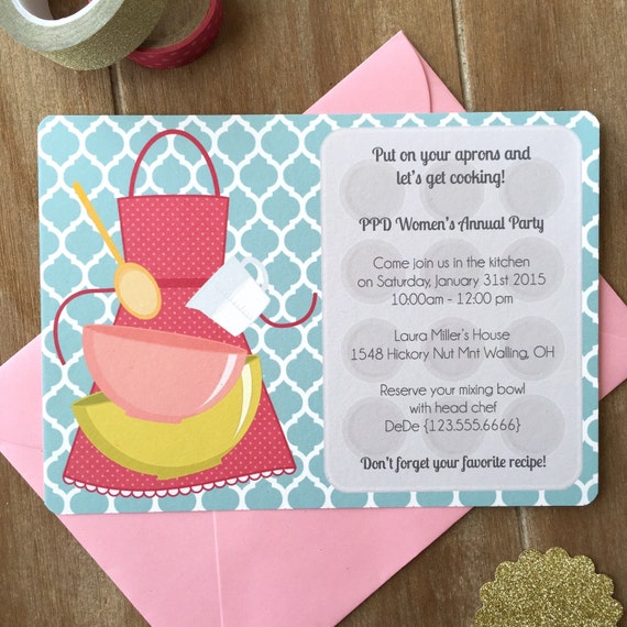 Bridal shower invitation kitchen themed shower by Greencard