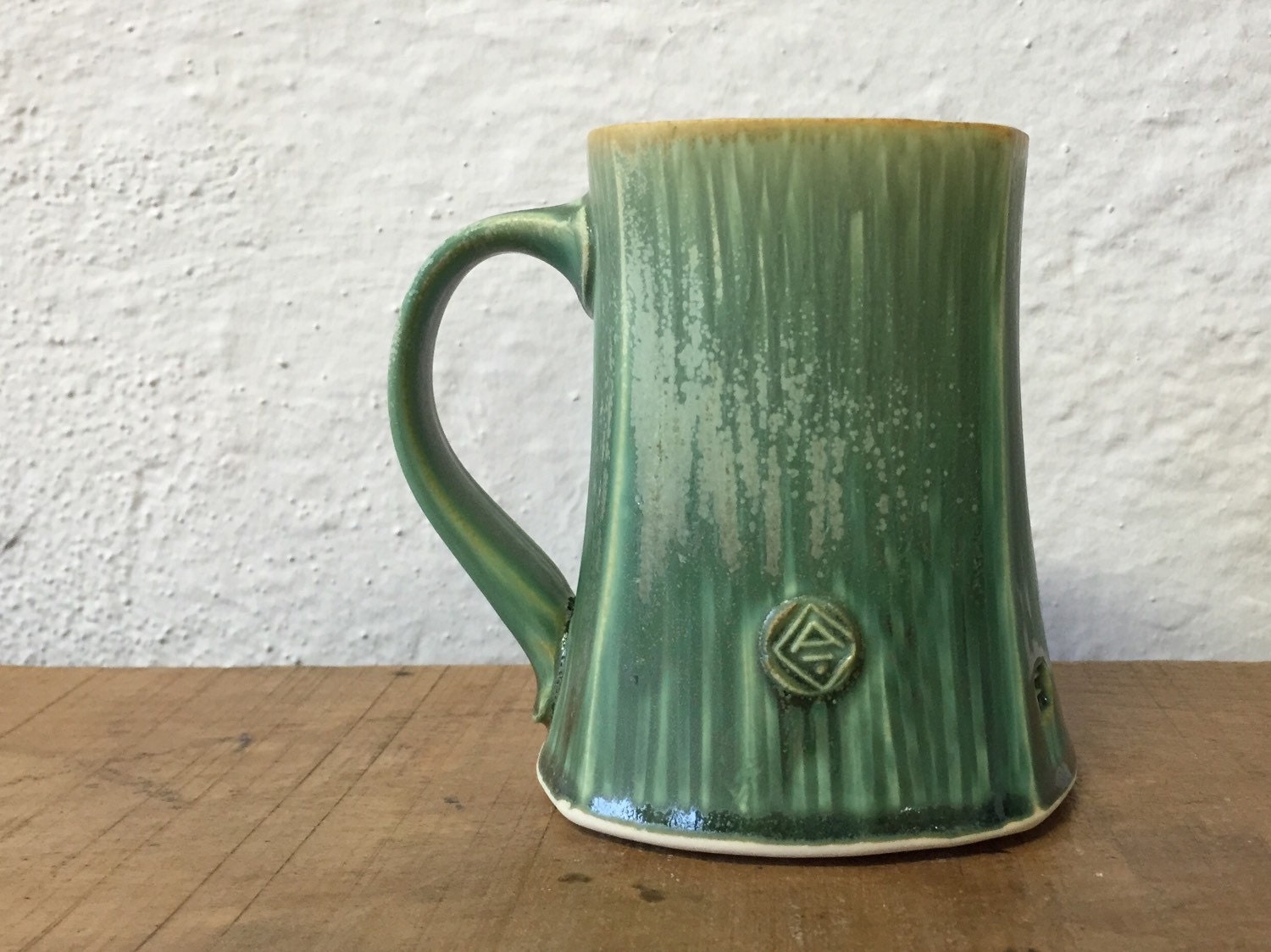 Flat Bottom Mug Dark Green by nickdevriespottery on Etsy