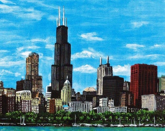 Chicago Skyline 5x7 Art Print by Anastasia Mak