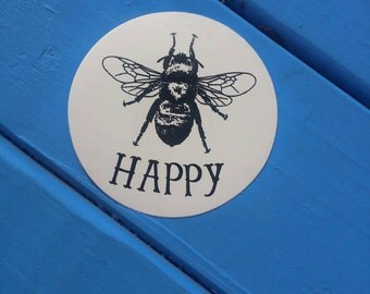 Bee Happy Vinyl Sticker