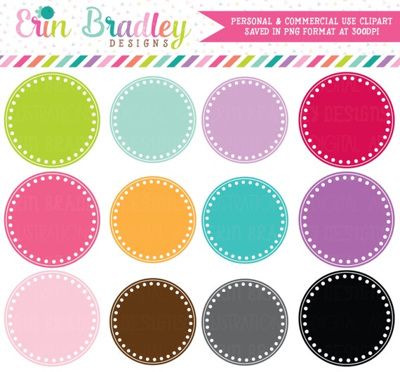 Digital Scrapbooking Clipart Clip Art Polka Dotted Circle Frames Personal and Commercial Use Il_570xn