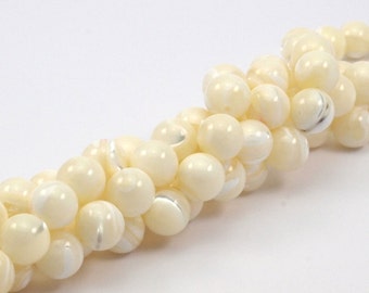 Mother Of Pearl 8 Mm Gemstone Beads Full Strand 15.5 Inches T015