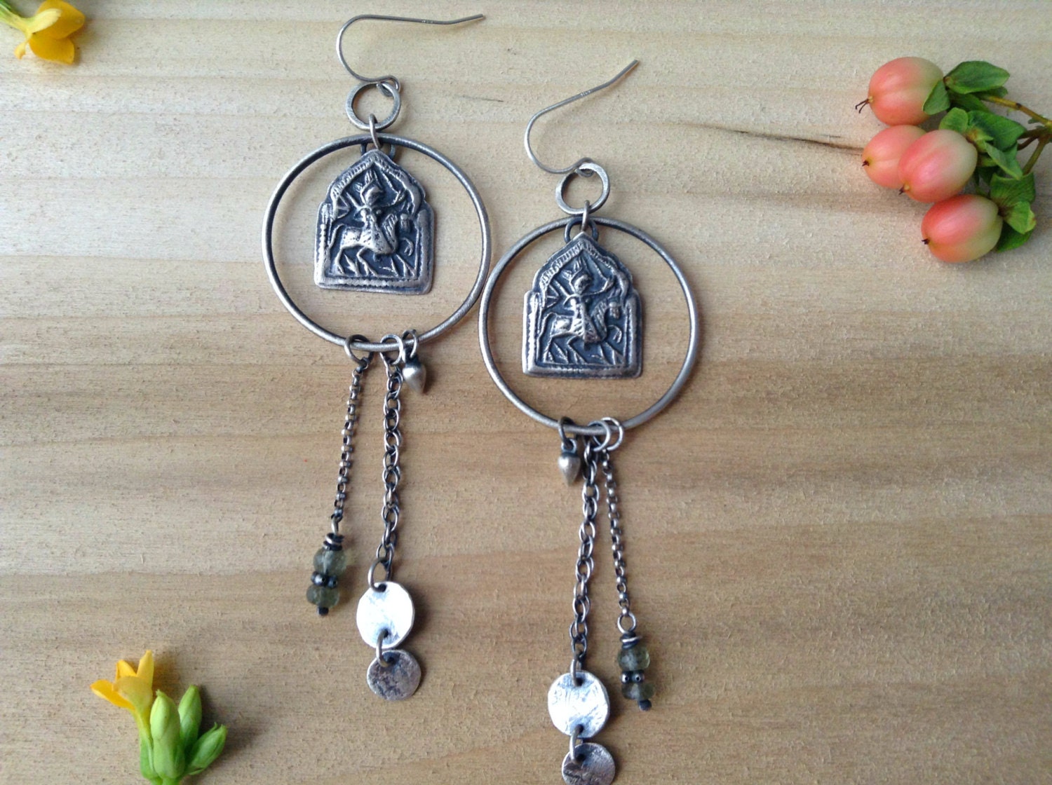 hindu amulet and hoop earrings sterling by Q2jewelrycollection