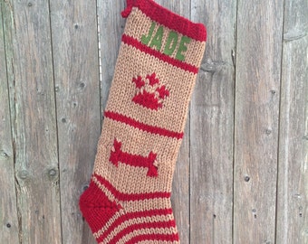 Dog Christmas Stocking- Knit Christmas Stocking for Dogs- Dog Stocking- Pet Christmas Stocking- Custom Christmas Stocking