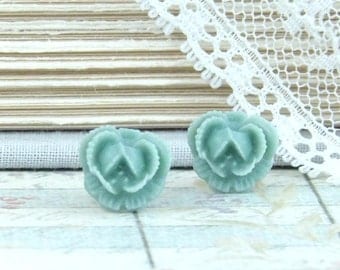 Blue Rose Studs Small Rose Earrings Rose Stud Earrings Blue Rose Earrings Surgical Steel Studs