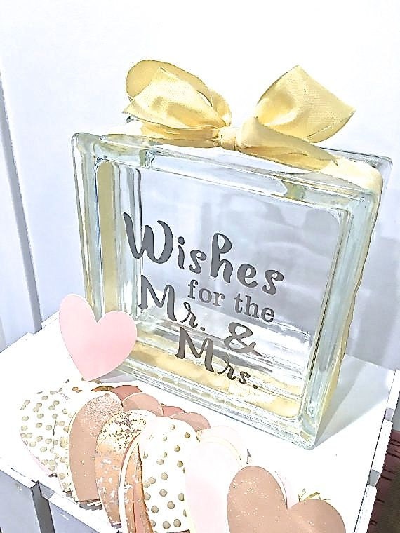 Guest Book Alternative Glass Block with Wishes for the
