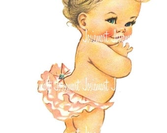 Baby Diaper Image Digital - Vintage Digital Download - Infant in Diaper Image - Vintage Image Large PNG - Retro Children - Cute Kids