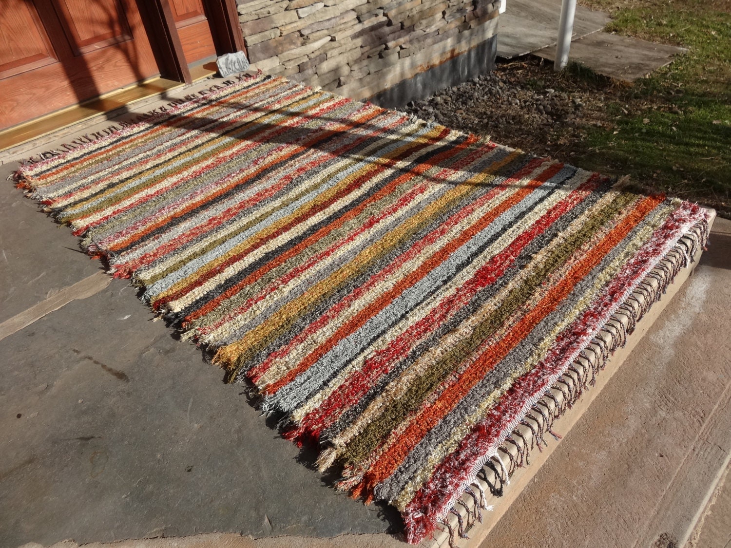 7 Foot 4 in X 50 in Multi Color Shag Rug