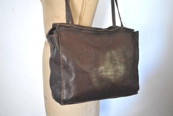 Brown Leather Purse / 1970s Shoulder Bag