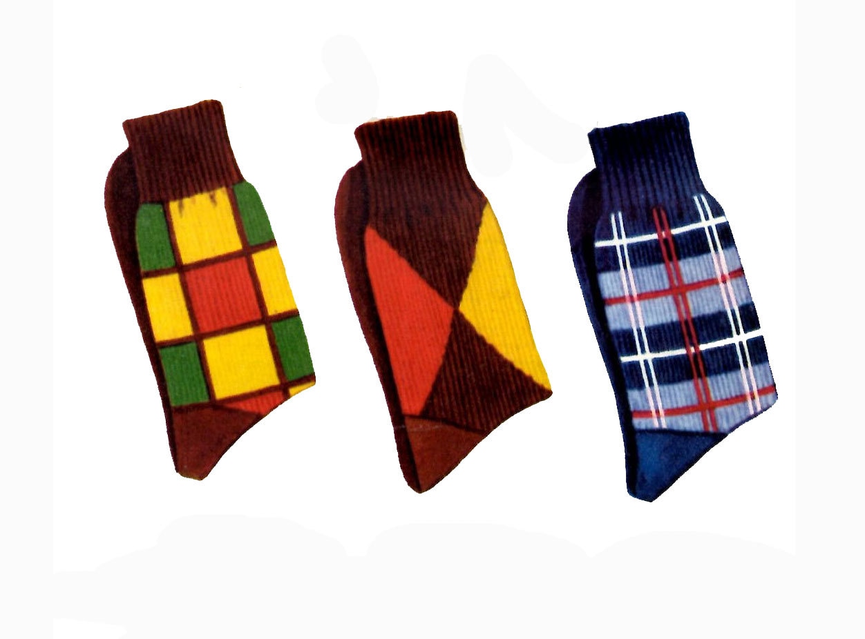 1950s Knitting PATTERN for Mens Argyle Socks Mens Plaid Socks
