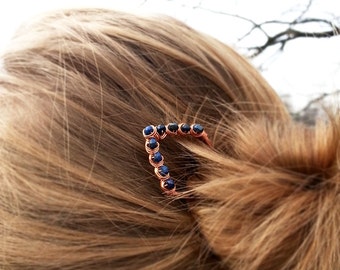 Metal hair holder Copper hair fork Copper pin Hair stick Minimalist hair accessories Rustic copper Bun holder Women accessories Women gift