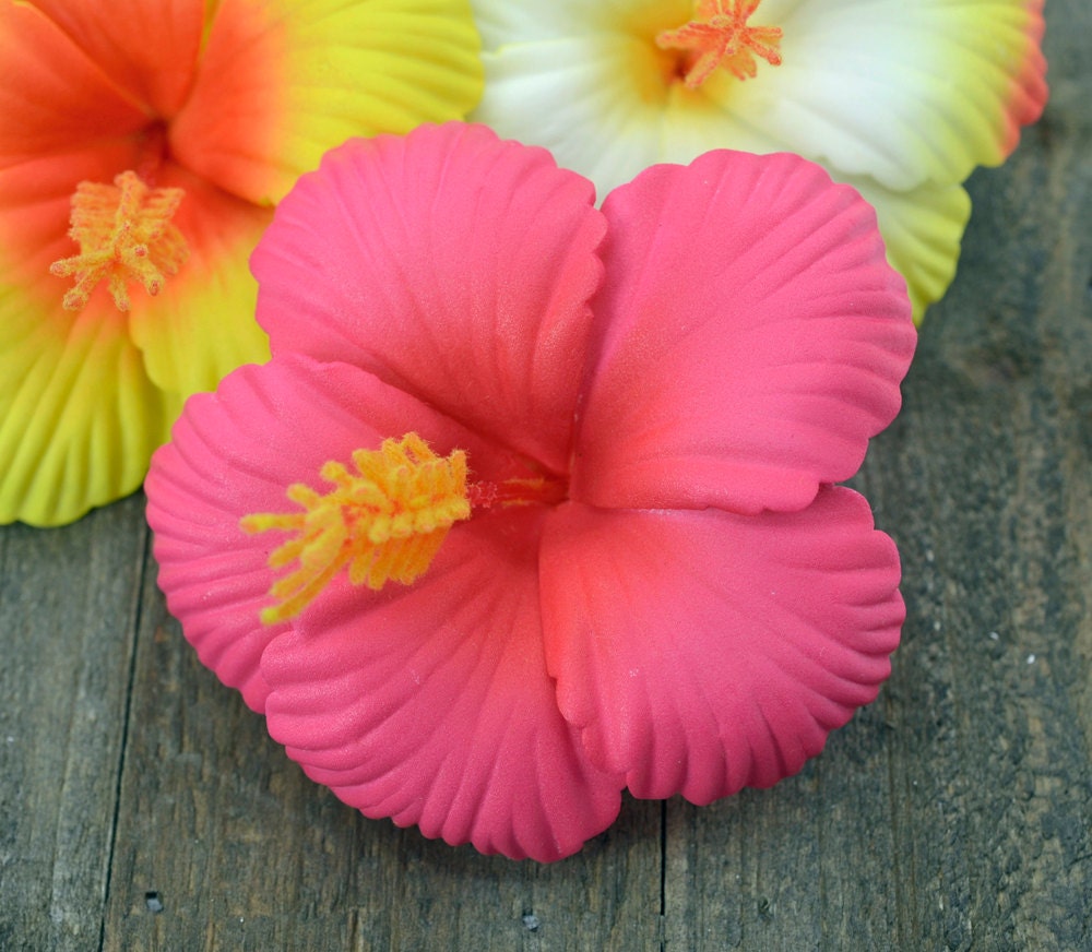 Hot Pink Hibiscus 2 3/4 Inch Hair Flower Beach by Girlflowers